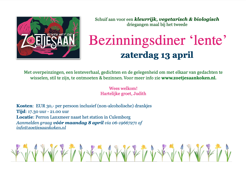 13/4 Bezinningsdiner Lente